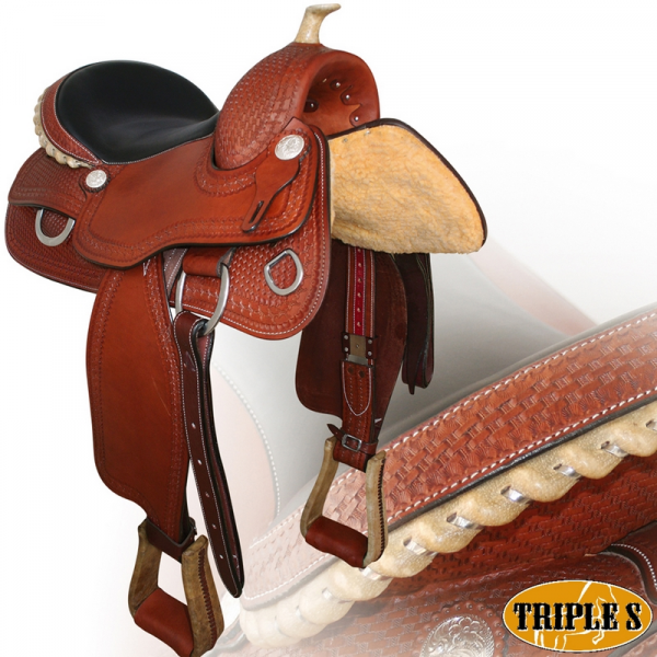 SELLA REINING RAWHIDE TRIPLE S IN CUOIO AMERICANO 16″MARRONE - immagine 2