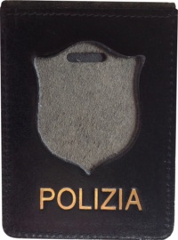 portatessera in pelle con alloggio placca